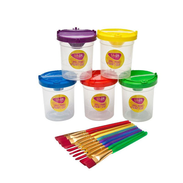 4 Pieces Spill Proof Paint Cups with Lids For Kids Painting Assorted Colored