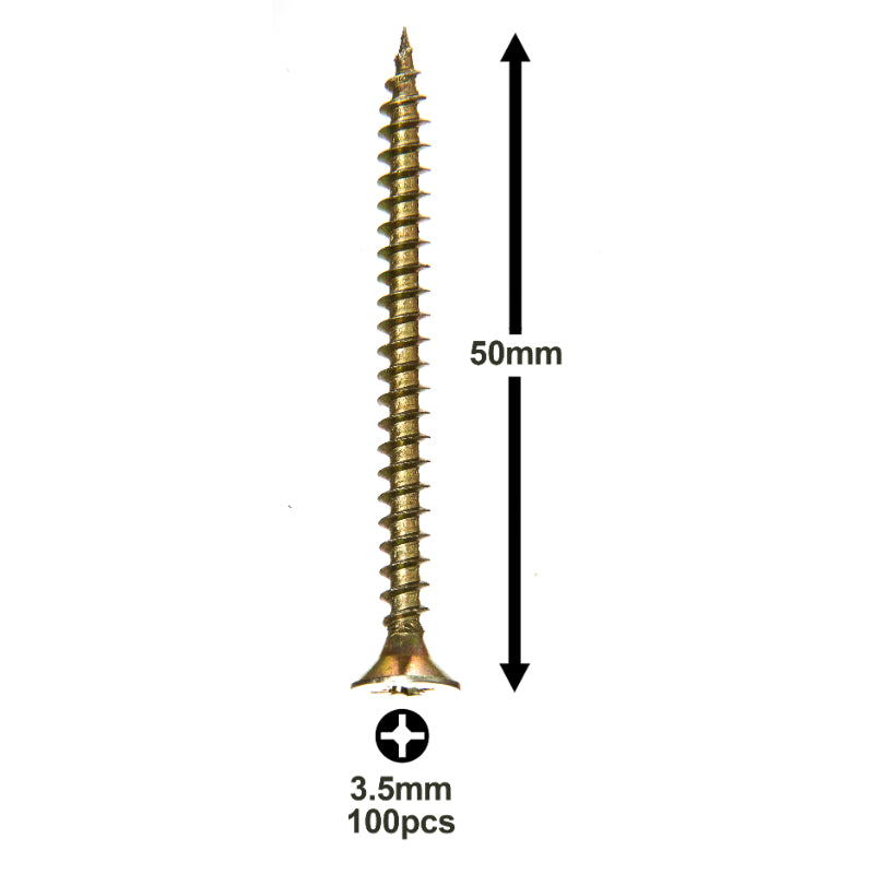 3.5X50mm (9/64”X2”) Wood Screws (100pcs) – Commercial-Grade Heavy
