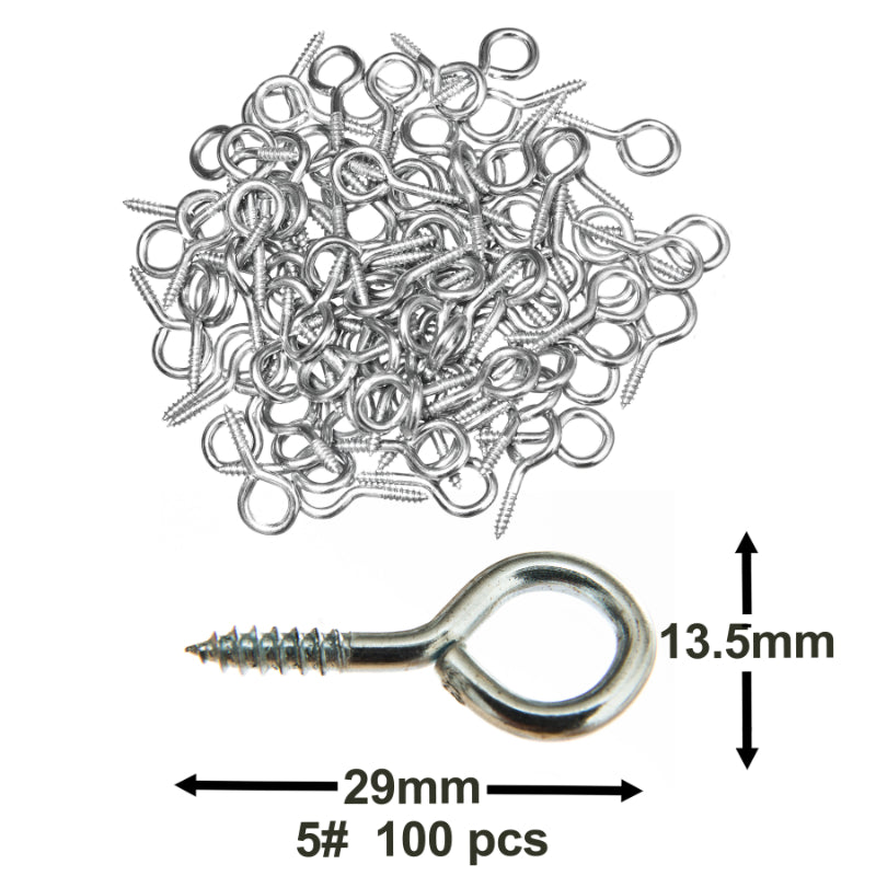 16 Black Zinc-Plated Screw Eye Hooks - 1.57 Inch, Metal Cup Hooks with Eye  Shape