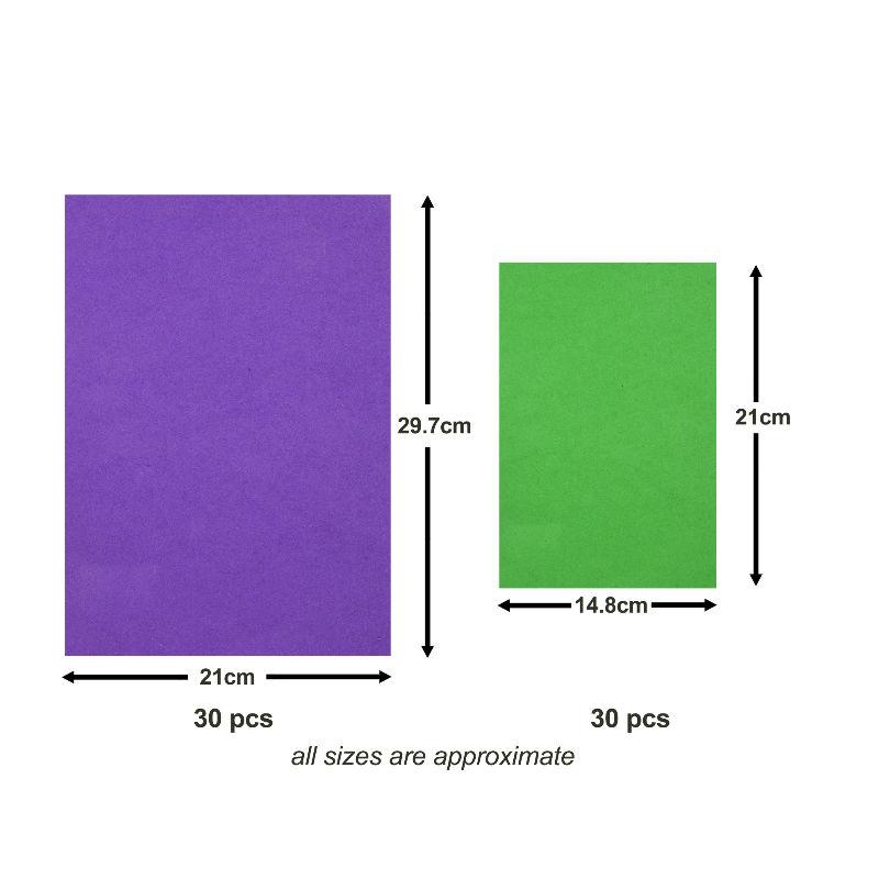 60-Pack of EVA Foam 2mm Craft Sheets – Multi-Coloured 30x A4-Size
